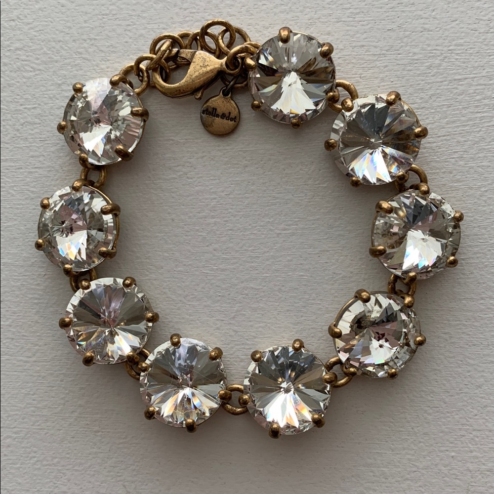 Stella & Dot Gold-Tone Clear Crystal Tennis Bracelet